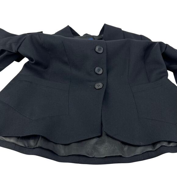 Pendleton 10 Petite Structured Hi Low Notched Collar Button Up Black Wool Blazer - Picture 5 of 13